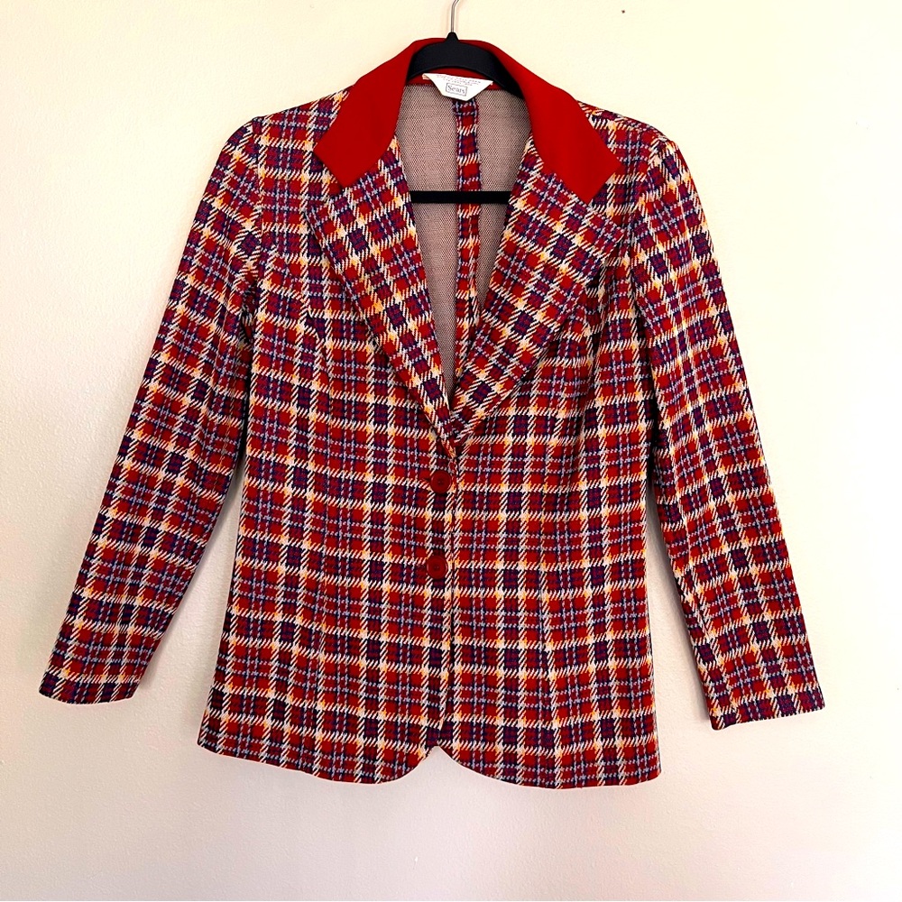Vintage Sears Women’s Plaid Blazer Tweed Size Small